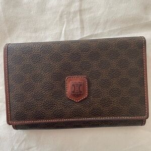Celine Brown Logo Print Wallet Bag